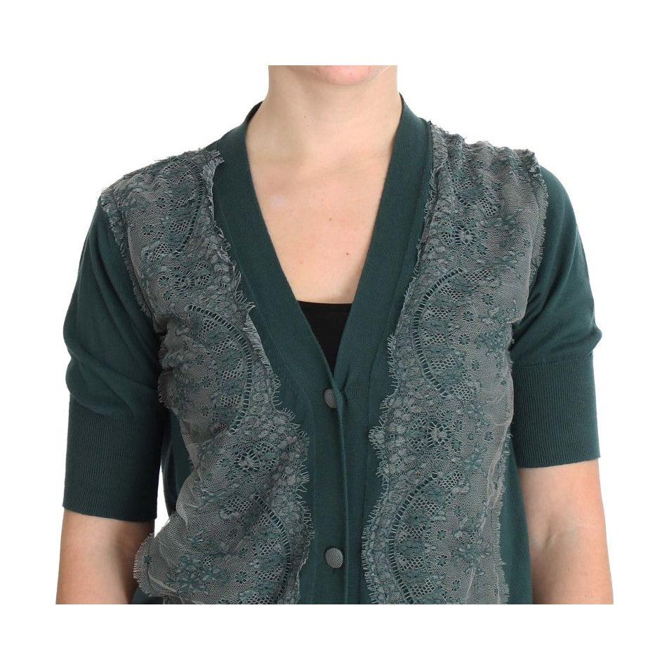 سترة كارديجان أنيقة من الدانتيل باللون الأخضر من PINK MEMORIES