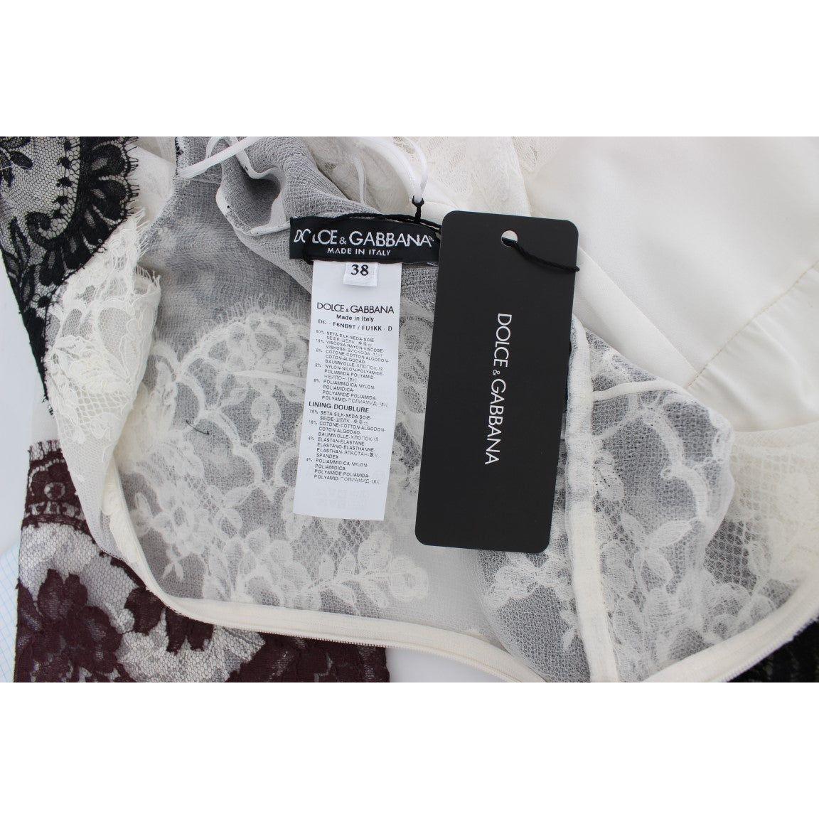 فستان ماكسي من مزيج الحرير والدانتيل من دولتشي آند غابانا