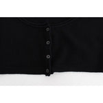 Ermanno Scervino Chic Cropped Black Wool-Cashmere Sweater Ermanno Scervino Lavender
