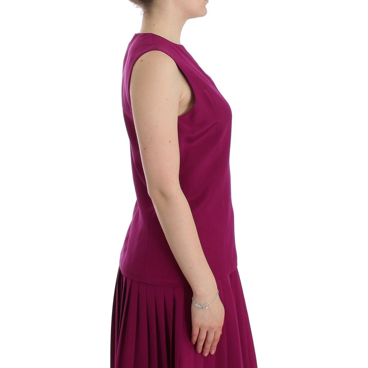 Barbara Casasola Purple Silk Sleeveless Blouse Top