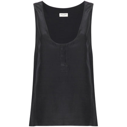 Saint Laurent Henley-neck silk tank top