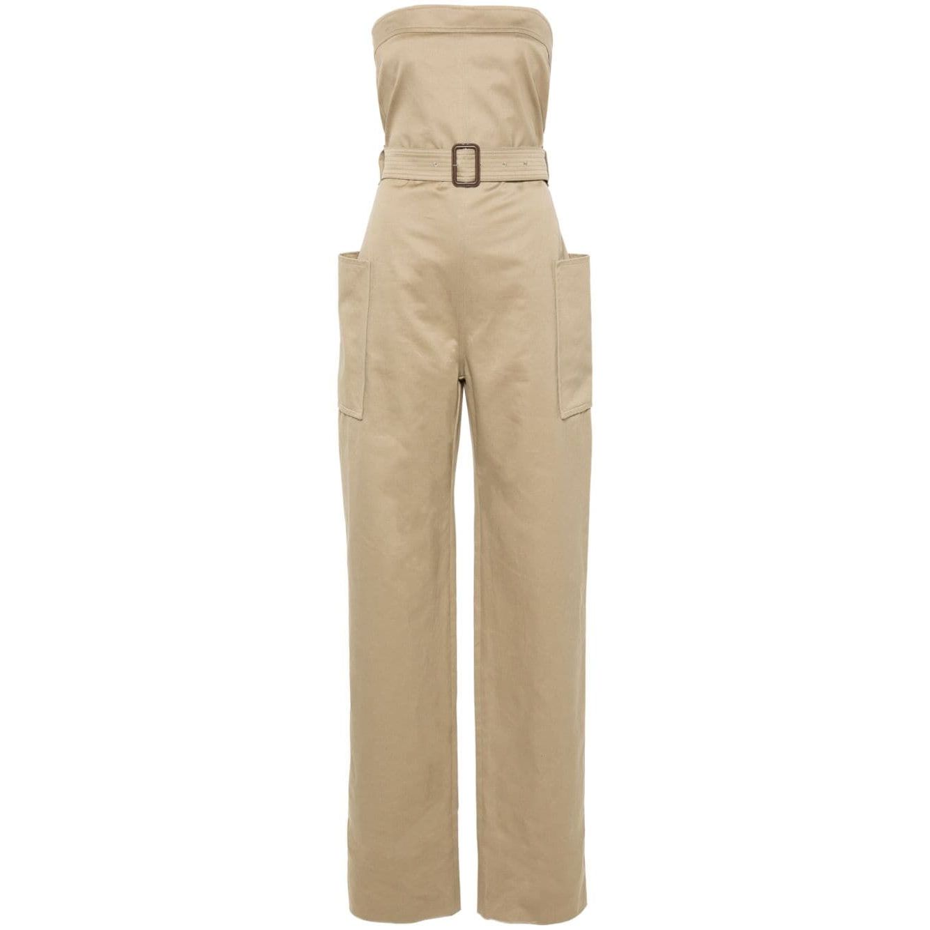 Saint Laurent strapless belted cotton jumpsuit Jumpsuits