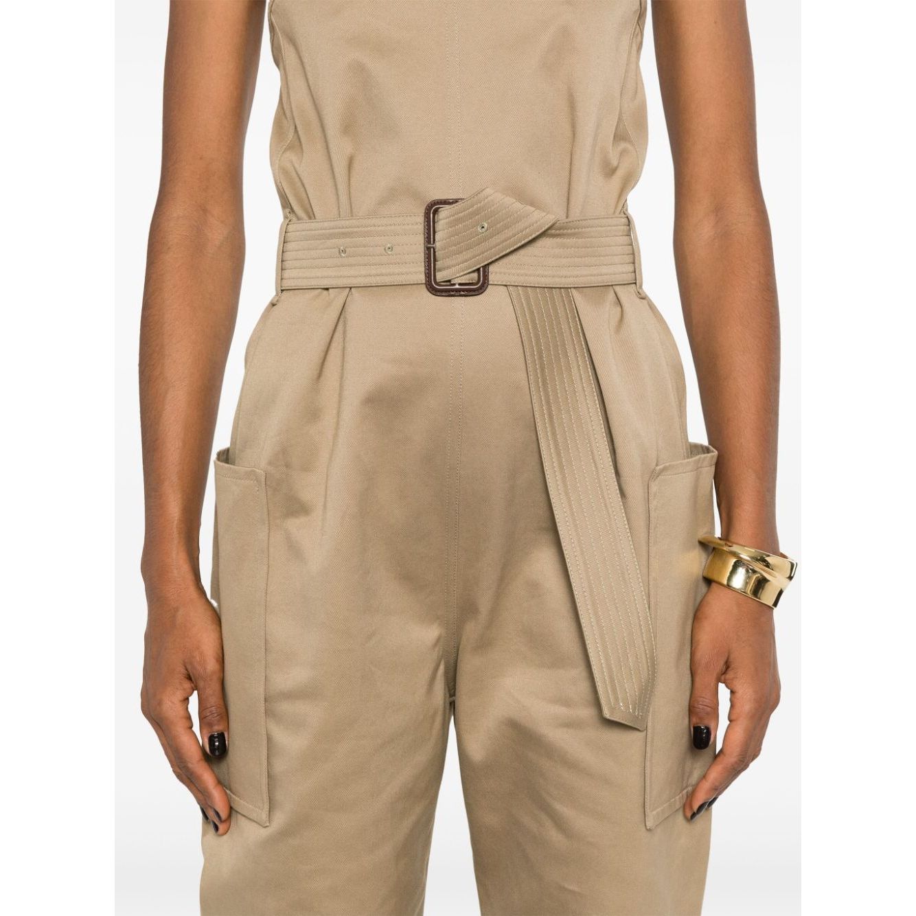 Saint Laurent strapless belted cotton jumpsuit Jumpsuits