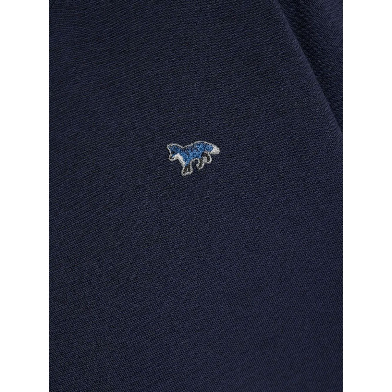 Navy blue Maison Kitsuné MAISON KITSUNE' Sweaters Blue with signature fox logo patch and melange effect.