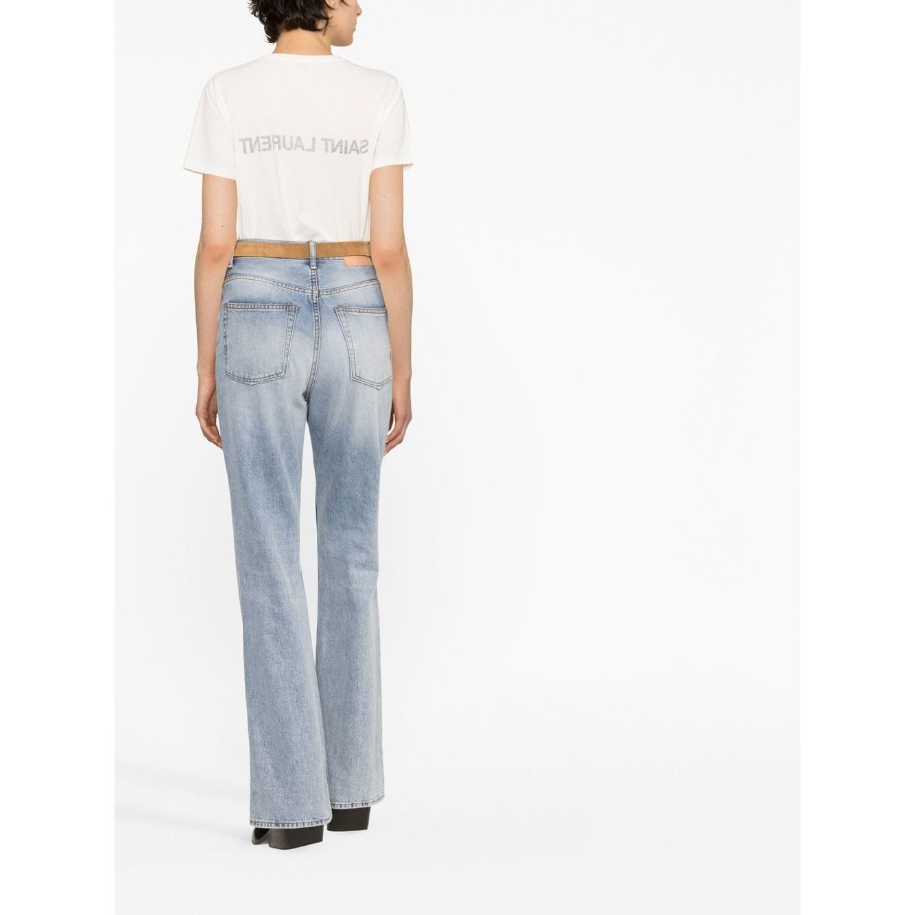 Saint Laurent Reverse Logo Print T-shirt Topwear