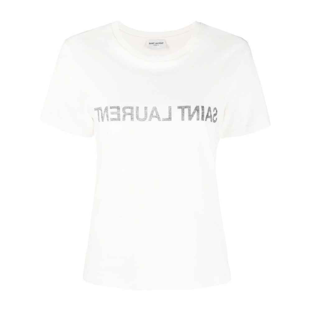 Saint Laurent Reverse Logo Print T-shirt Topwear
