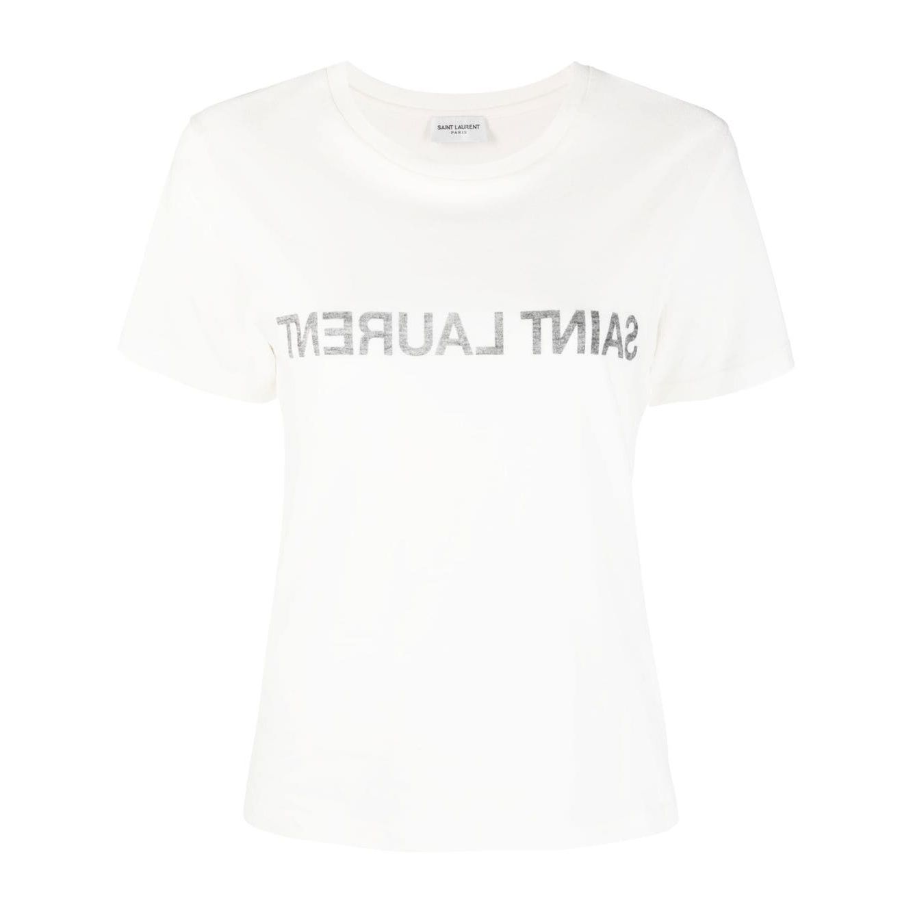 Saint Laurent Reverse Logo Print T-shirt Topwear