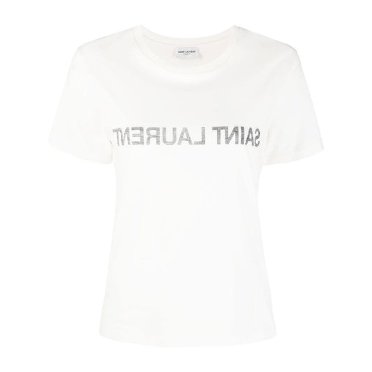 Saint Laurent Reverse Logo Print T-shirt Topwear