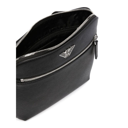 Emporio Armani ASV regenerated Saffiano leather flat shoulder bag with eagle plate Shoulder