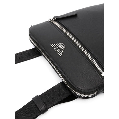 Emporio Armani ASV regenerated Saffiano leather flat shoulder bag with eagle plate Shoulder