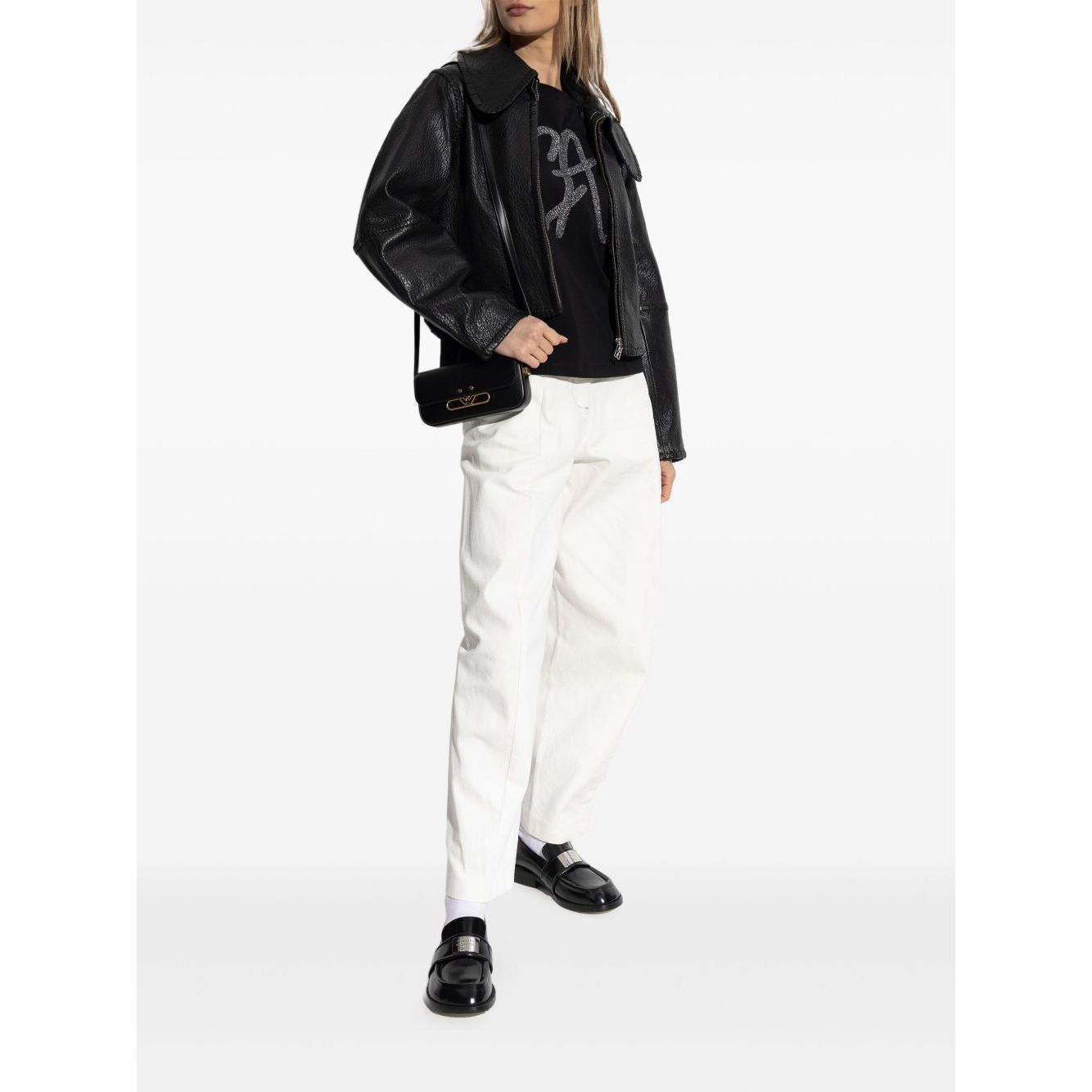Emporio Armani Cotton-jersey T-shirt with oversized lurex logo Topwear