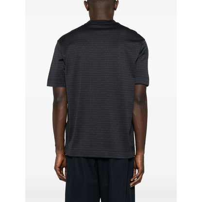 Emporio Armani jersey T-shirt with all-over flocked logo lettering Topwear