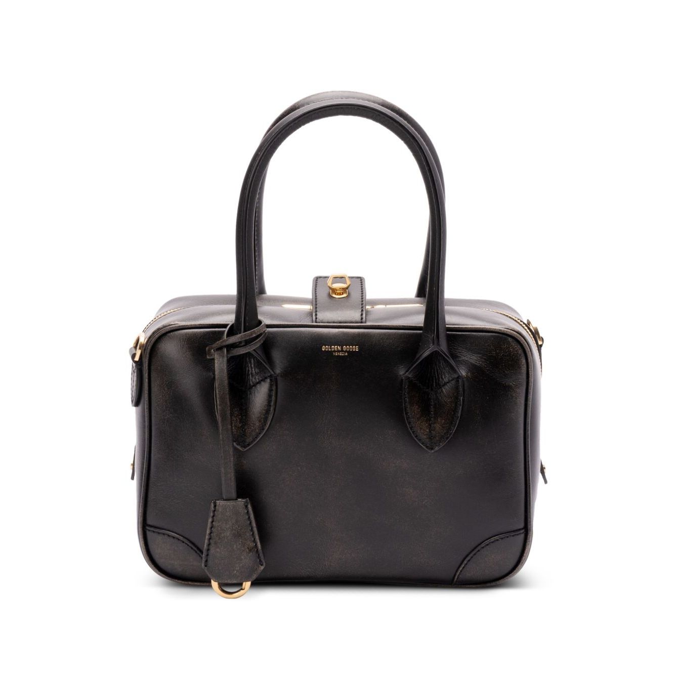 Front view with bag zipped and handles upright.