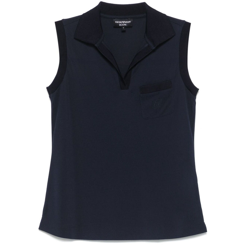 Emporio Armani Icon micro piquet crepe jersey top Topwear