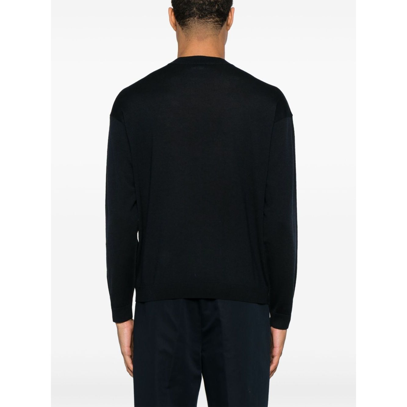 Emporio Armani Wool Blend Crewneck Sweater with Logo Topwear