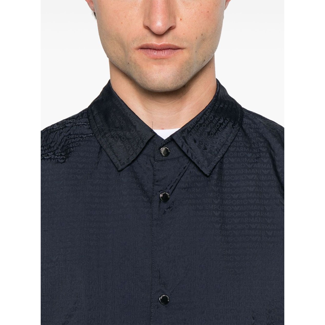 Emporio Armani Blouson with internal nylon bib jacquard all-over lettering Jackets