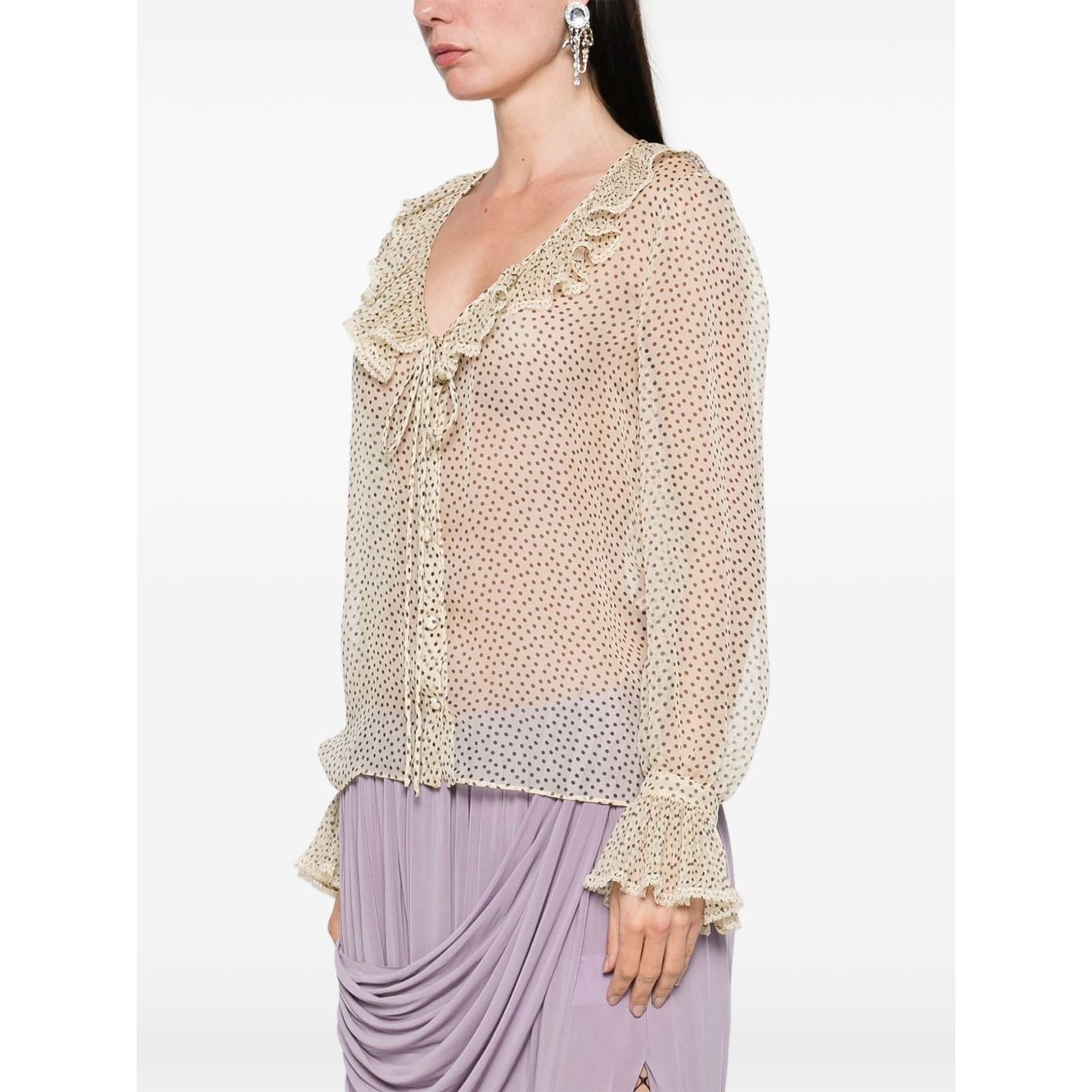 Valentino Plus-de-pois Print Light Georgette Shirt