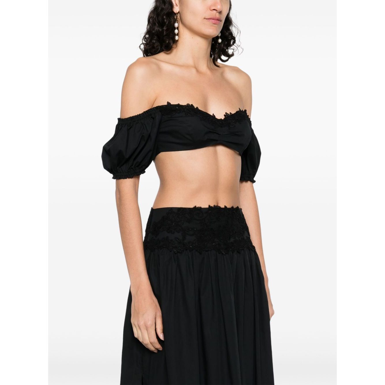 Ermanno Scervino Off-shoulder Lace detail cotton top Topwear