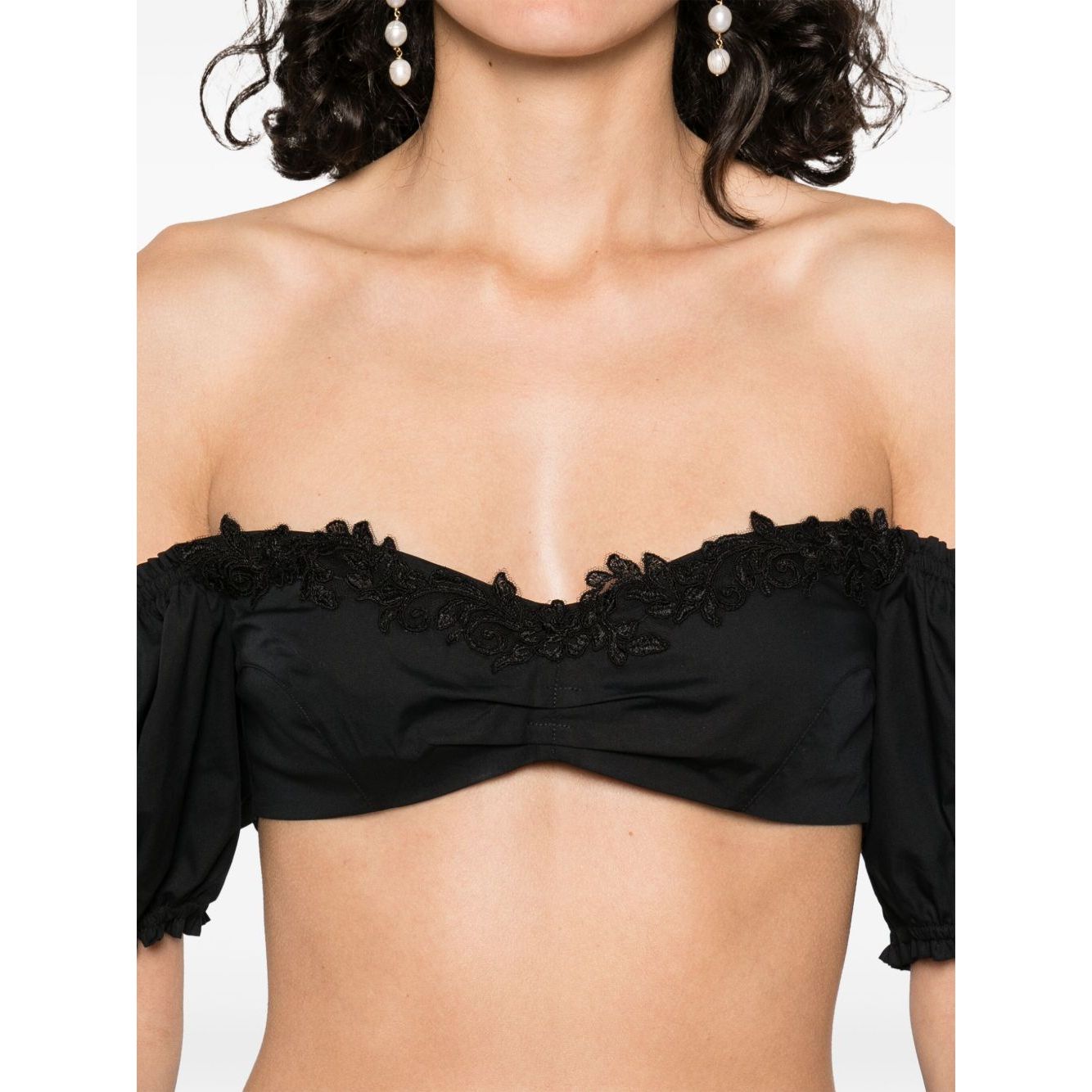 Ermanno Scervino Off-shoulder Lace detail cotton top Topwear