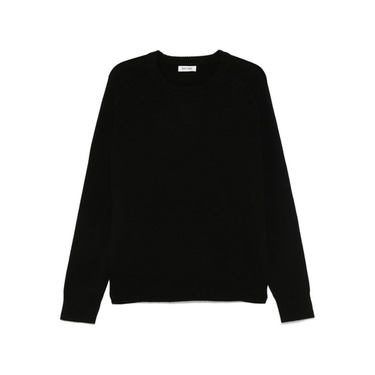 SOFT GOAT Sweaters Black cashmere boyfriend crewneck jumper with ribbed trim and long sleeves.