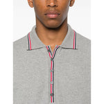 Thom Browne T-shirts and Polos Light Grey with button placket and Rwb cotton polo collar.