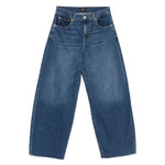 Seven Jeans Blue baggy denim jeans with whiskering effect, five pockets, and belt loops.
