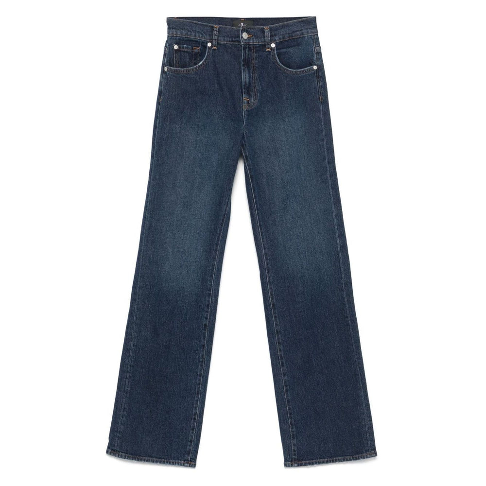 Seven Jeans Blue wide-leg denim with navy blue color, button fly, classic five pockets and belt loops. Perfect Tess style jeans.