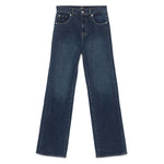 Seven Jeans Blue wide-leg denim with navy blue color, button fly, classic five pockets and belt loops. Perfect Tess style jeans.