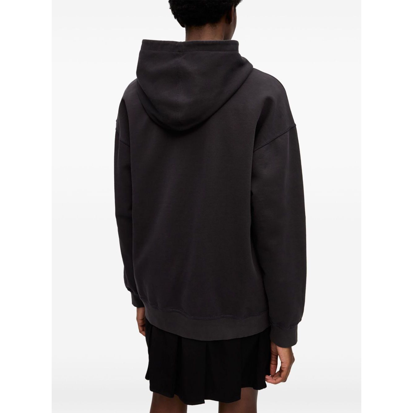 GANNI Sweaters Grey featuring a black classic hood, drop shoulder, long sleeves, and cherries organic cotton hoodie design.