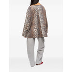 GANNI Jackets Brown animal print cotton blend with wide peak lapels, back view.