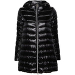 Herno Coats Black feather down padded jacket with drawstring hood and two-way zip fastening. Long sleeves and side zip pockets.