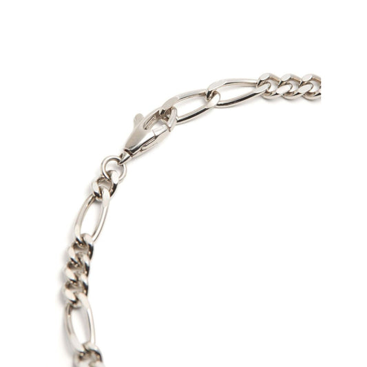 Close-up of Valentino Garavani Ovalette Bracelet with silver-tone lobster claw fastening and VLogo Signature curb chain.