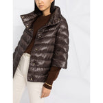Herno Jackets Brown, padded design with high neck and hidden front closure, Aminta nylon cape, 3/4 sleeves, straight hem, brown color.