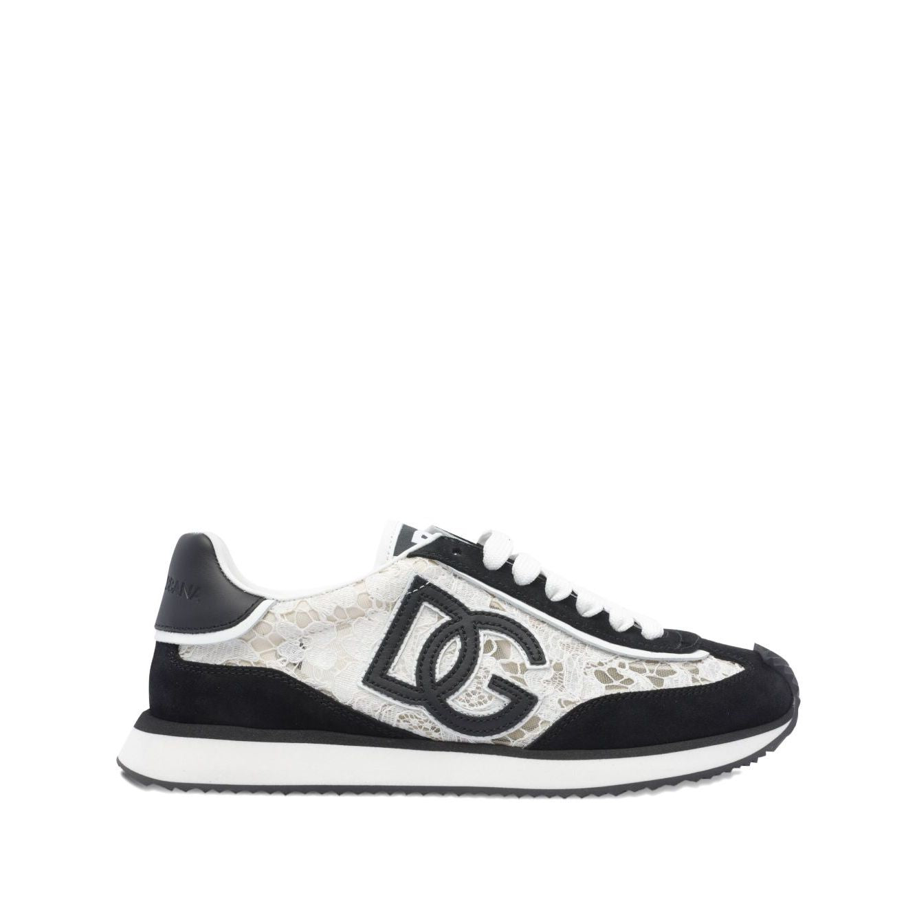 Dolce & Gabbana Sneakers White with logo patch, rubber sole, and branded heel counter, showcasing stylish lace design.