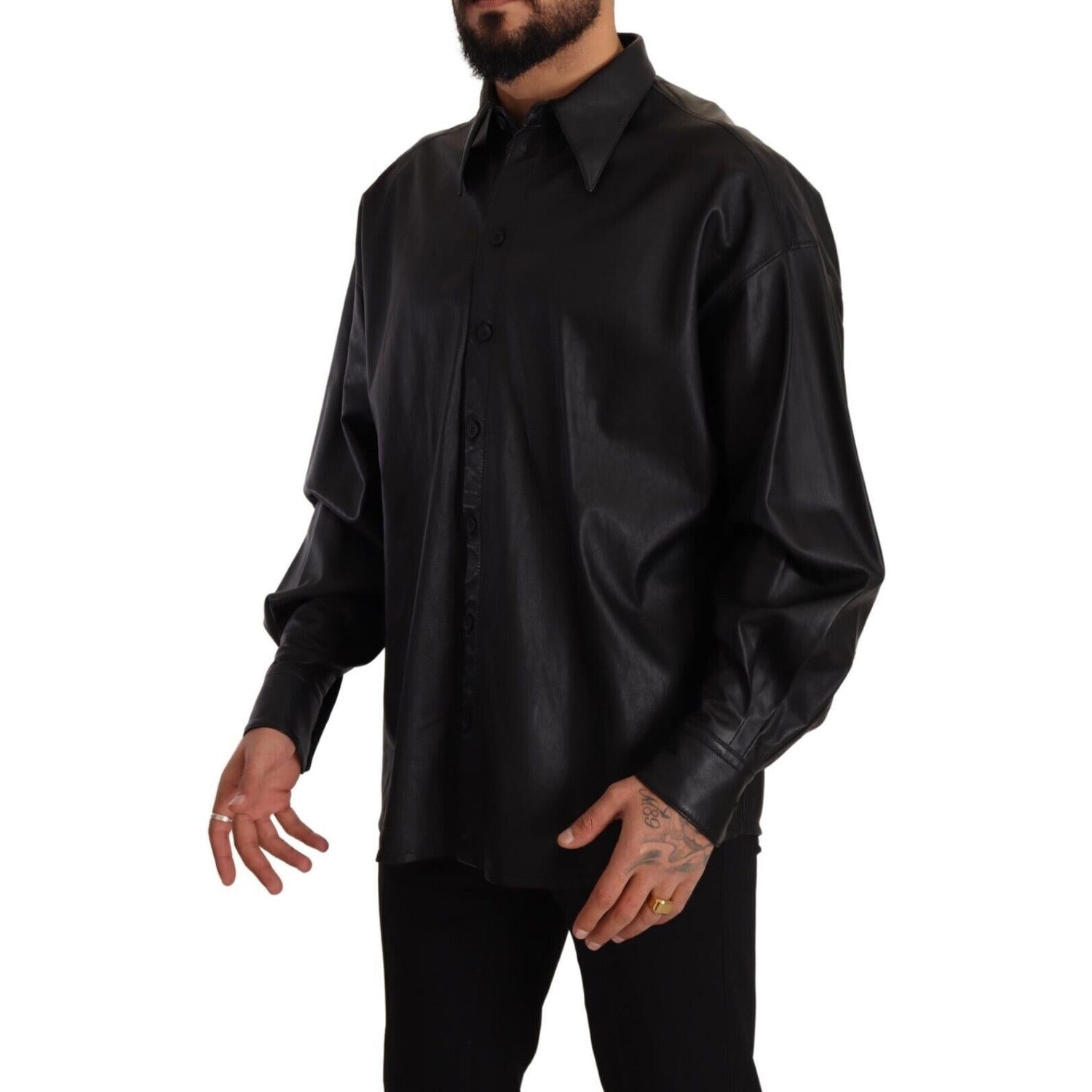 سترة جلدية سوداء أنيقة من دولتشي آند غابانا