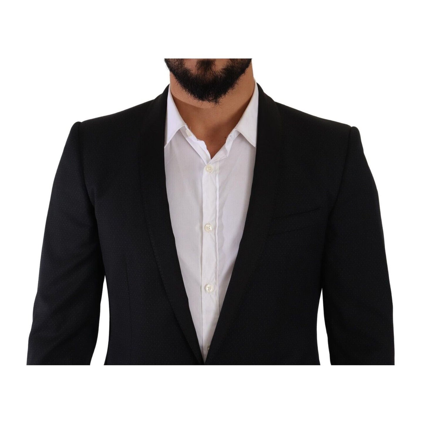 Dolce & Gabbana Black Fantasy GOLD Wool Slim Fit 2 Piece Suit