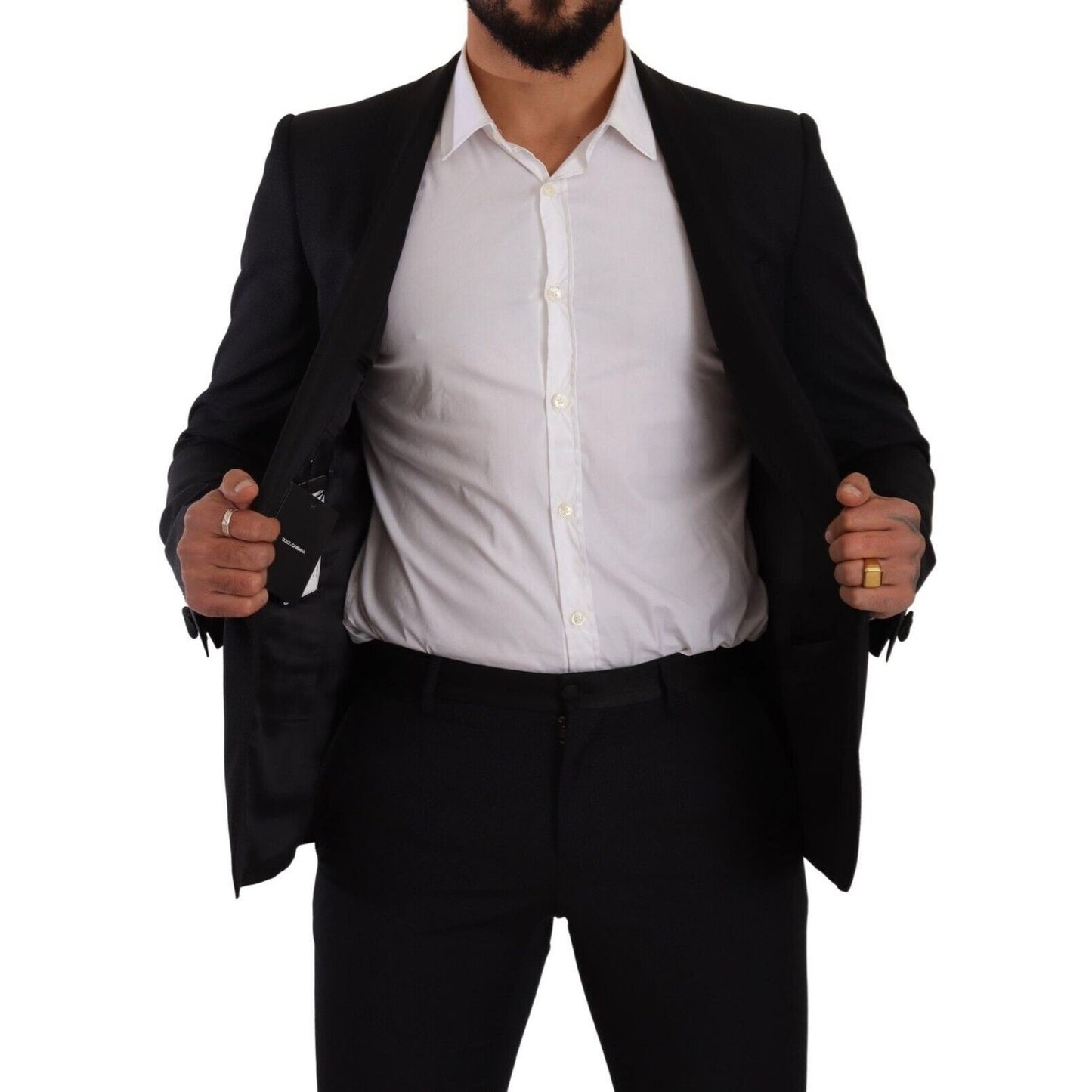 Dolce & Gabbana Black Fantasy GOLD Wool Slim Fit 2 Piece Suit
