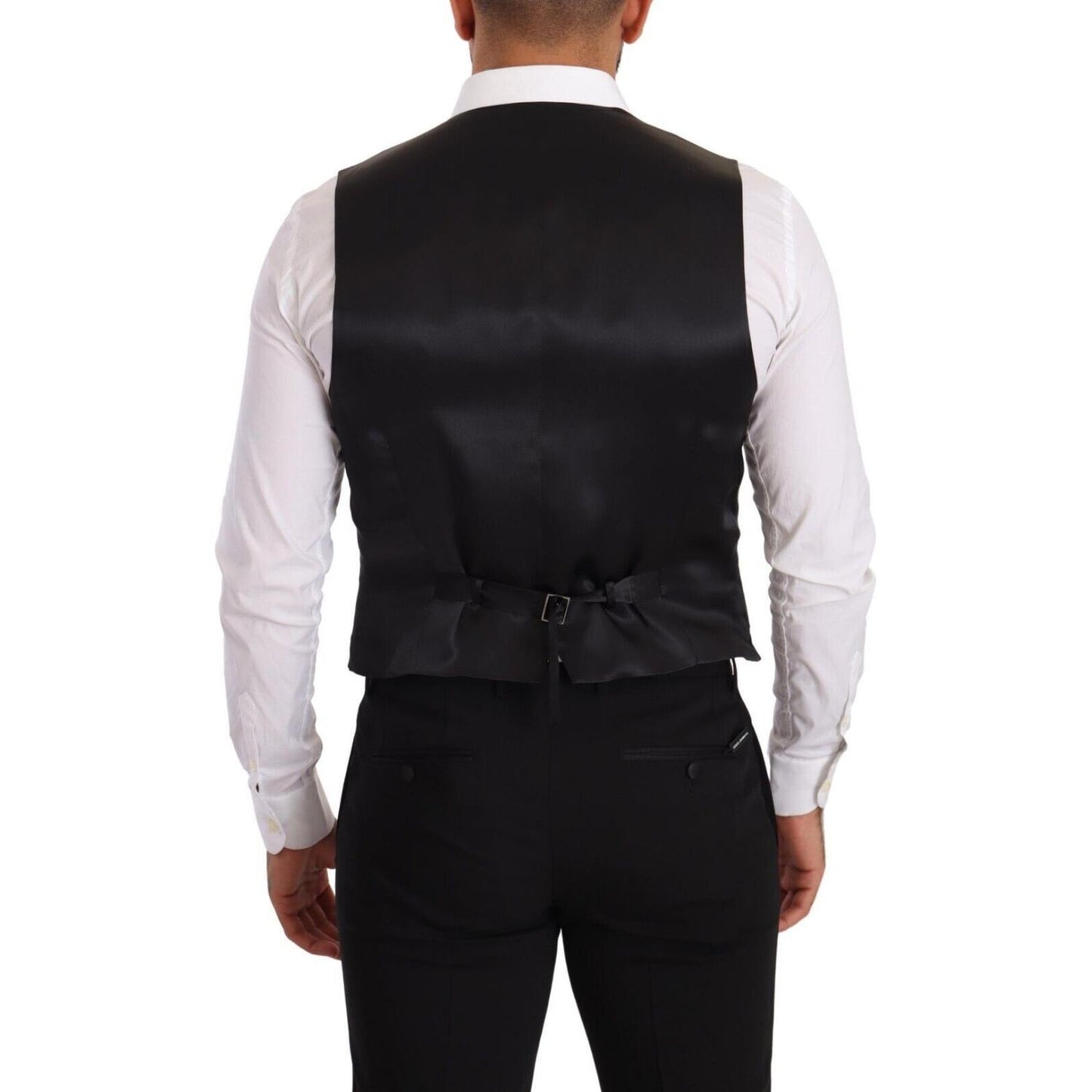 Dolce & Gabbana Gray Silk Slim Fit Waistcoat Formal Vest