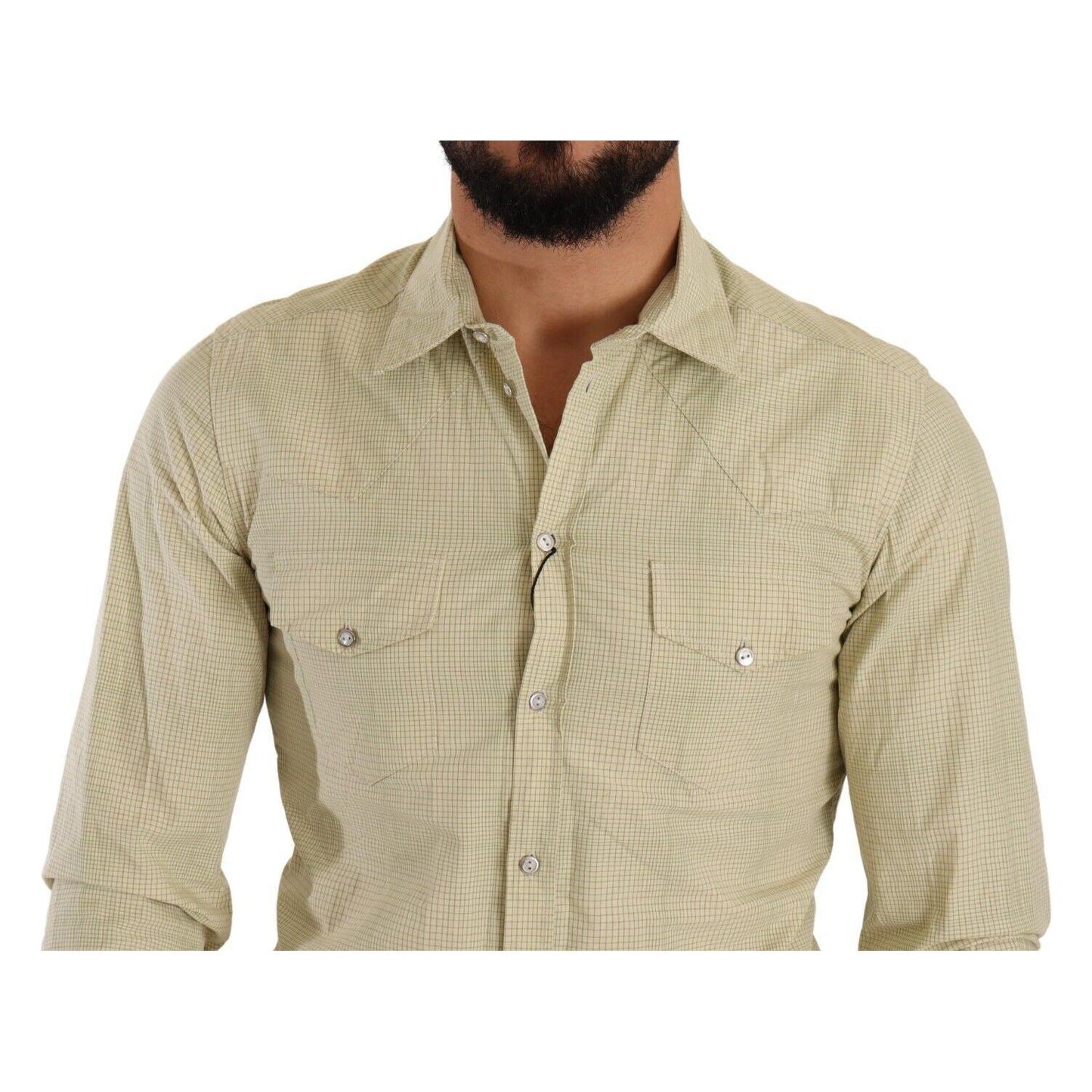 Dolce & Gabbana Yellow SICILIA Cotton Casual Slim Fit Shirt