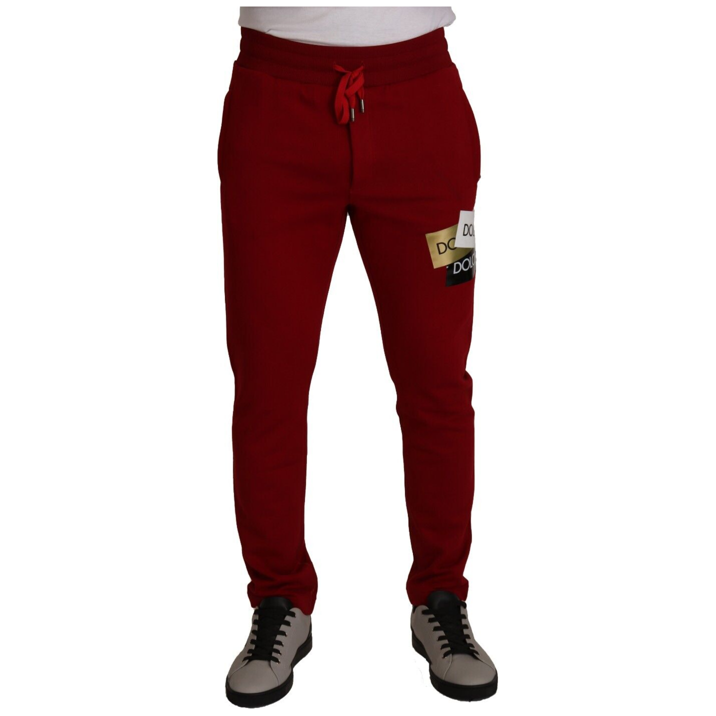 Dolce & Gabbana Red Cotton Logo Patch Sweatpants Jogging Pants PAN72321 - 44