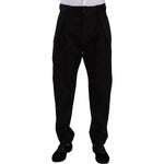 Dolce & Gabbana Black Cotton High Waist Men Trouser Dress Pants