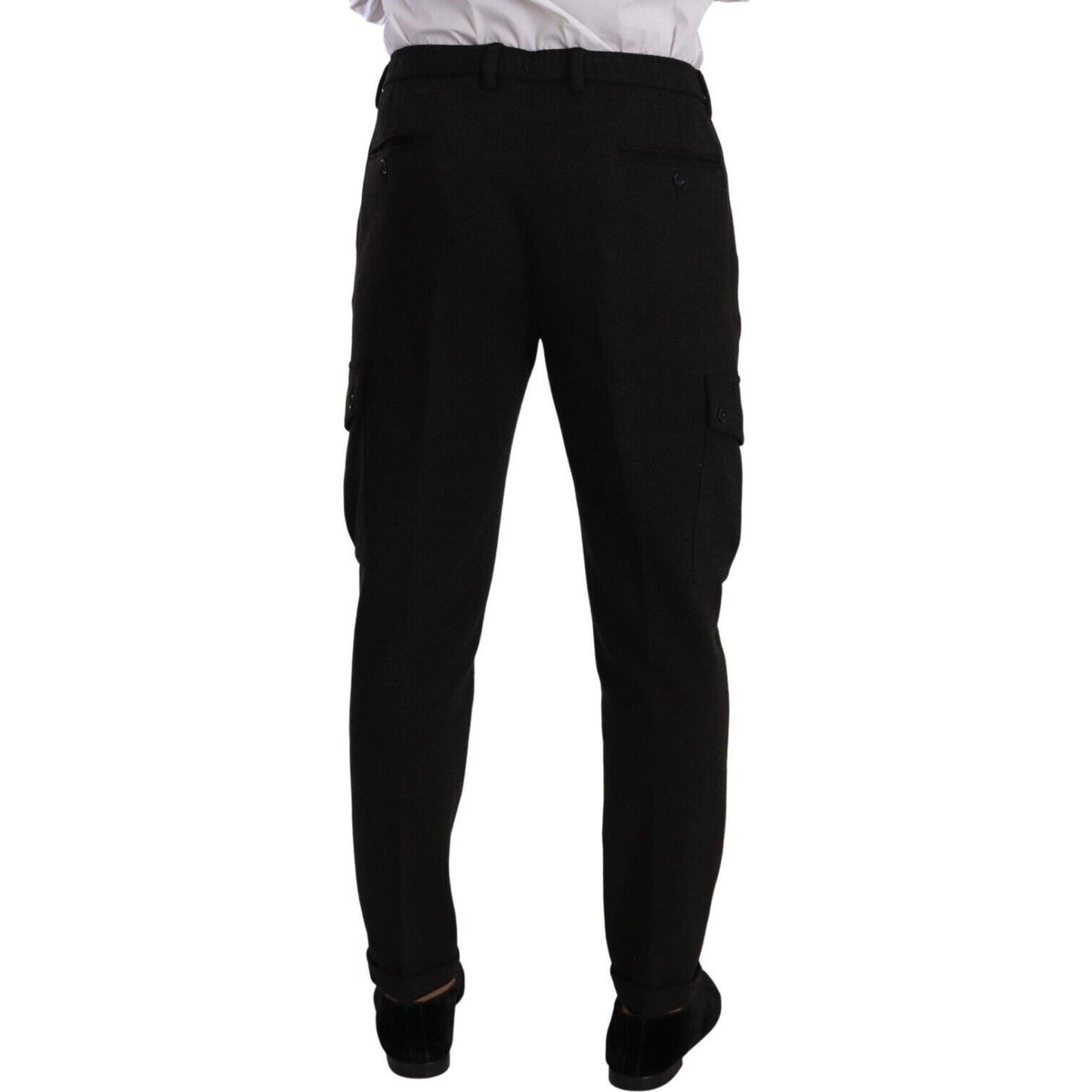 Dolce & Gabbana Black Viscose Cargo Skinny Men Trouser Pants