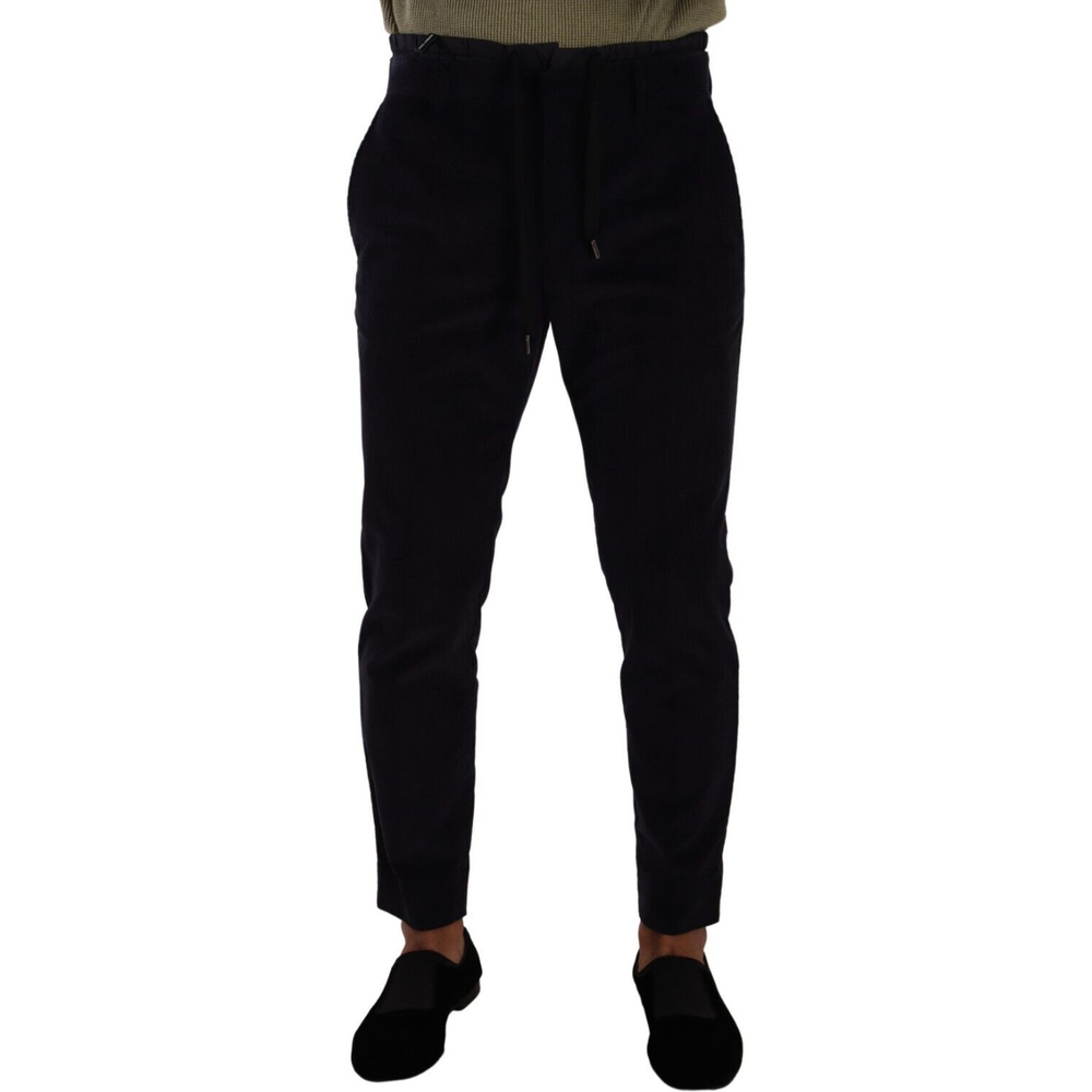 Dolce & Gabbana Blue Cotton Skinny Corduroy Trouser Pants