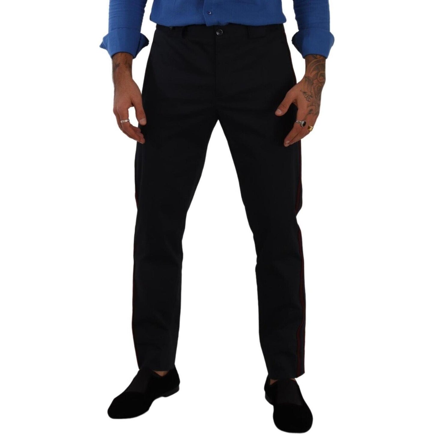 Dolce & Gabbana Blue Bordeaux Cotton Skinny Chino Pants