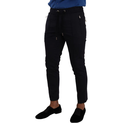 Dolce & Gabbana Blue Cotton Stretch Jogging Trouser Pants