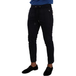 Dolce & Gabbana Blue Cotton Stretch Jogging Trouser Pants