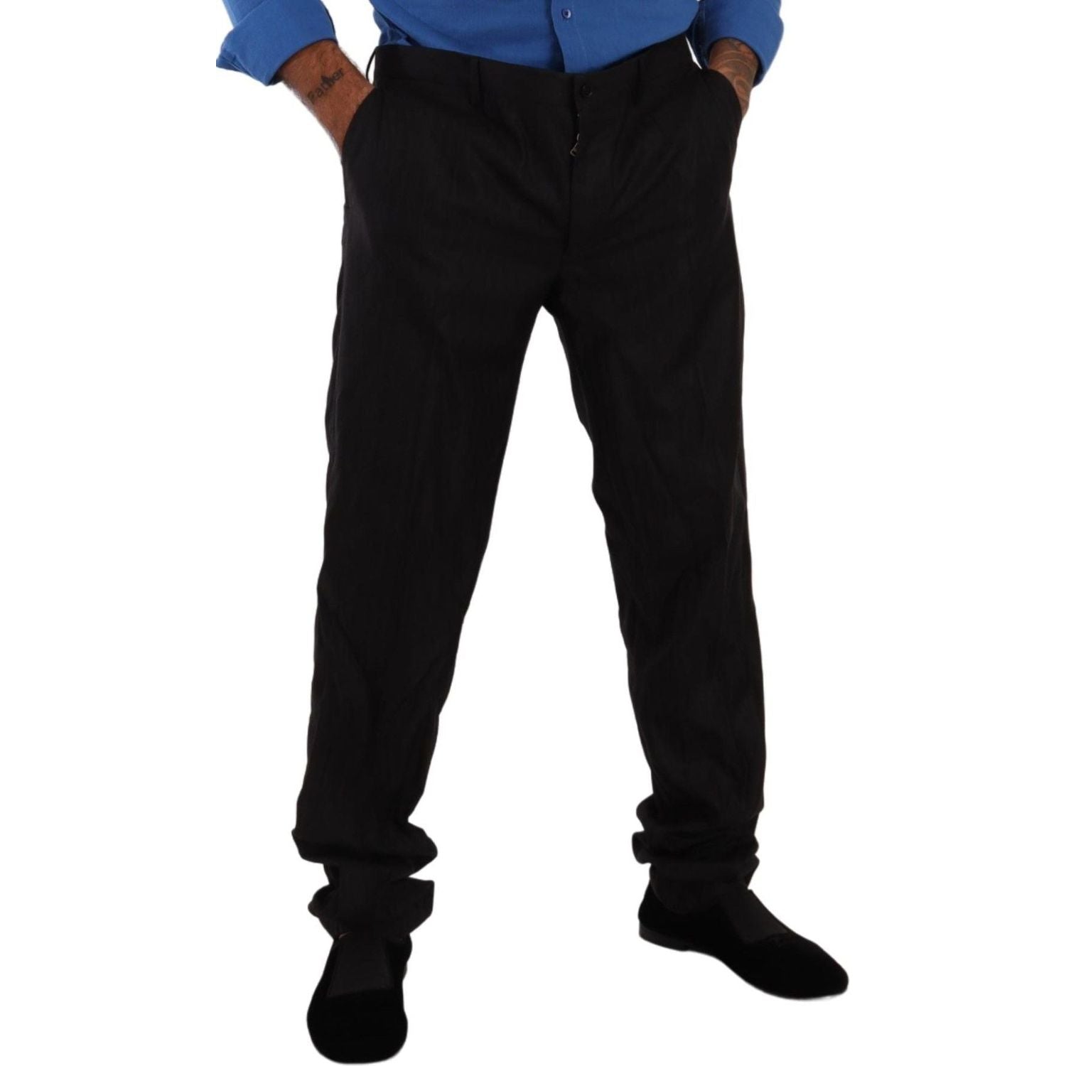 بنطلون رسمي أنيق مخطط من الصوف والحرير من دولتشي آند غابانا