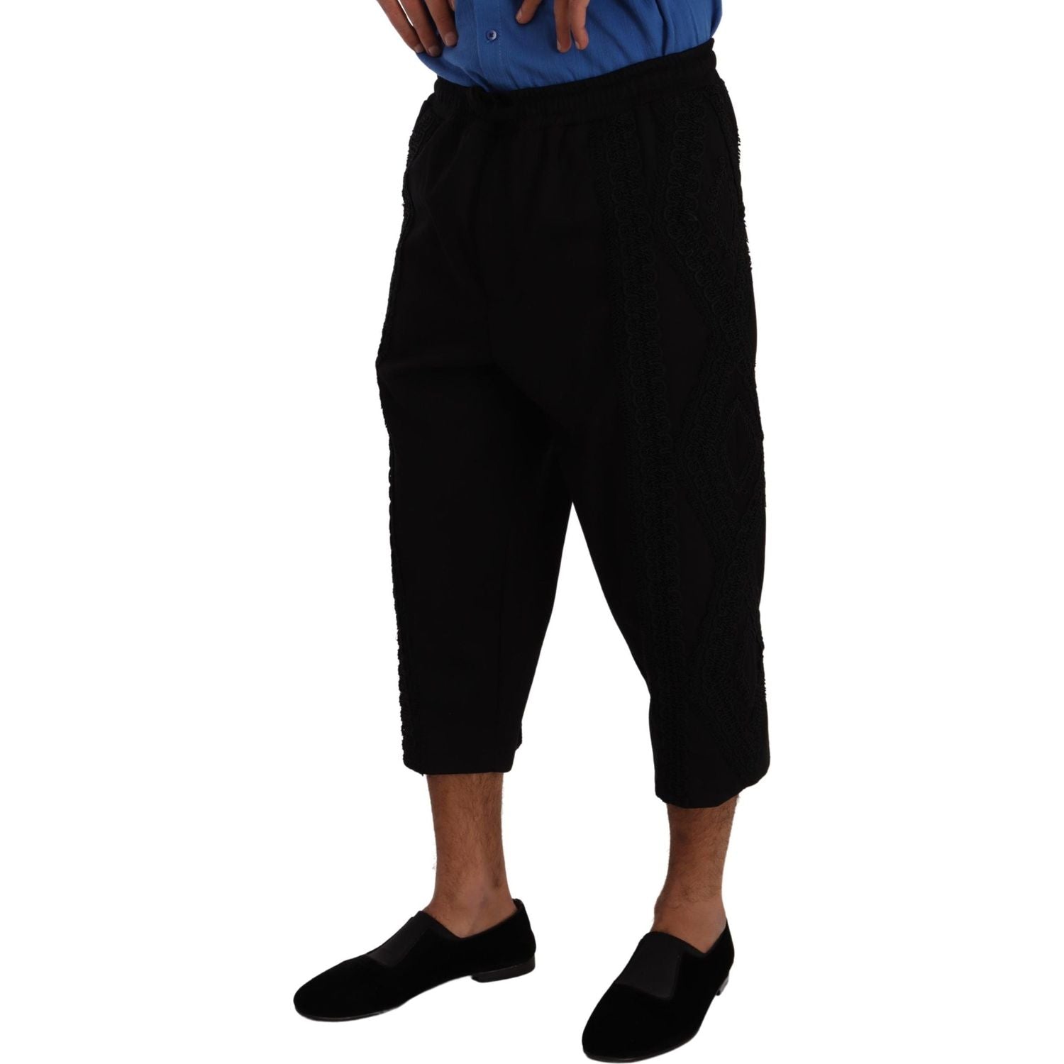 بنطلون قصير أنيق من مزيج القطن باللون الأسود من دولتشي آند غابانا