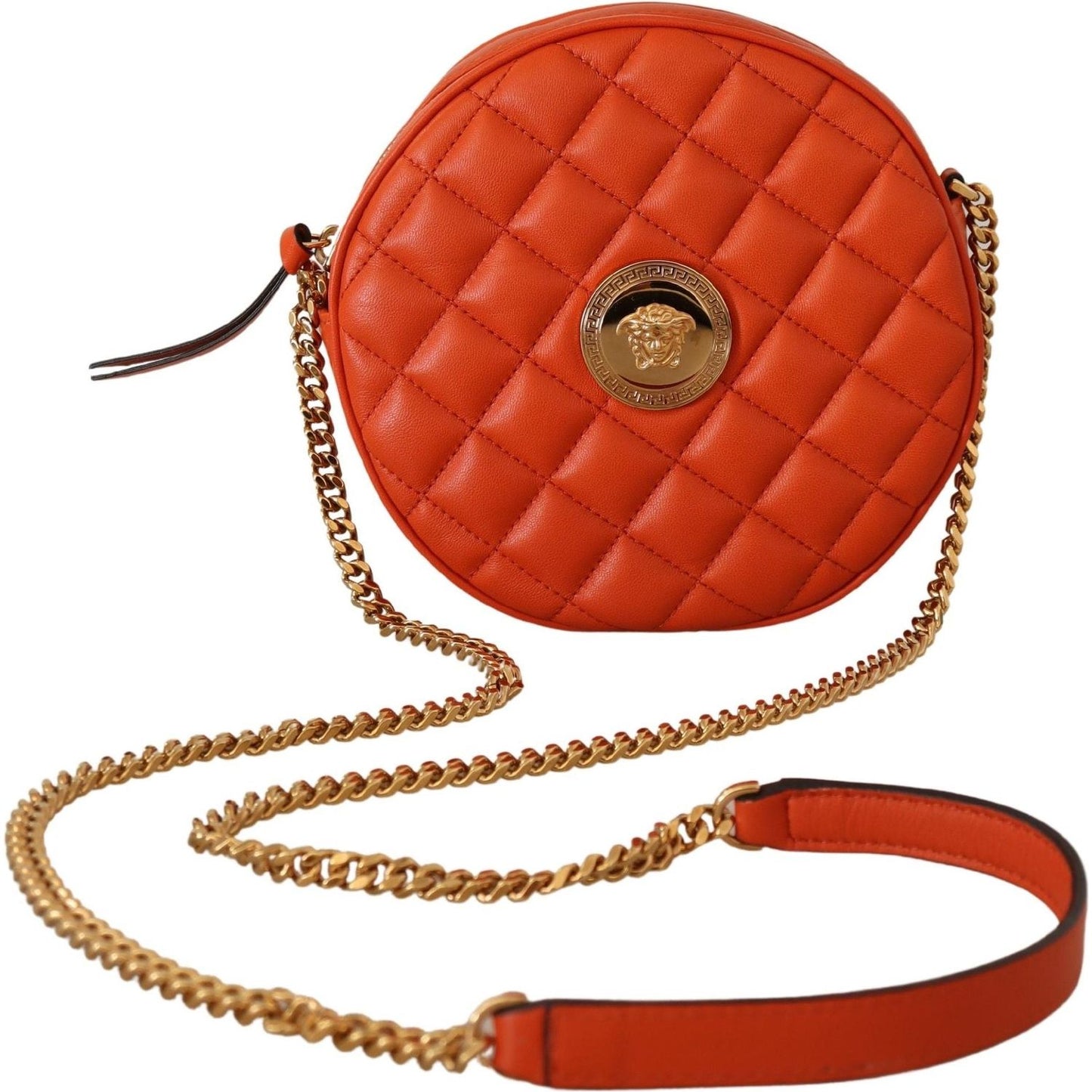 Versace Red Nappa Leather Medusa Round Crossbody Bag Versace