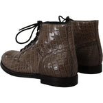 Dolce & Gabbana Gray Crocodile Leather Derby Boots MV4549- 42